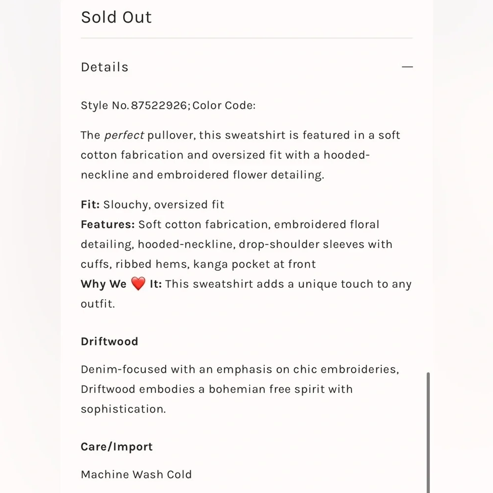 Free People x Driftwood Flower Sweatshirt Size Small NWT - Picture 5 of 15